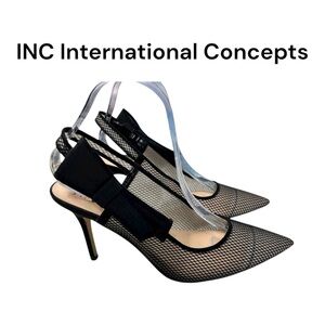 INC International Concepts Black Coletta Mesh Slingback Heels Size 9M